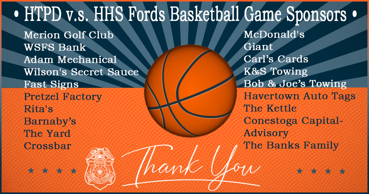 Thank  you to this year's sponsors, Merion Golf Club, WSFS Bank, Adam Mechanical, Wilson's Secret Sauce, Fast Signs, Pretzel Factory, Rita's Water Ice, Barnaby's, The Yard, Crossbar, Mcdonald's, Giant, Carl's Cards, K&S Towing, Bob & Joe's Towing, Havertown Auto Tags, The Kettle, Conestoga Capital Advisory & the Banks Family