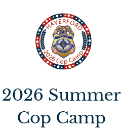 Red, white & blue 2026 Summer cop camp badge